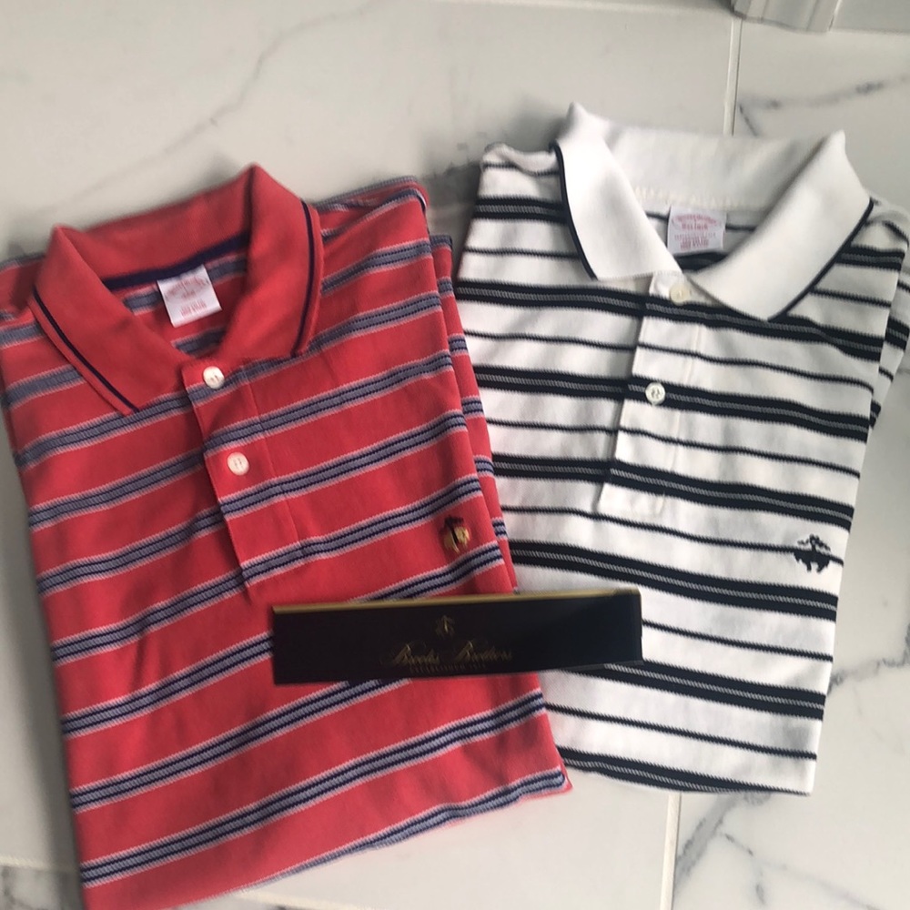 Two Brooks Brothers striped jerseys Polo shirts